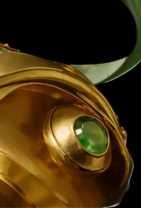 there is a gold vase with a green stone in it, gold green creature, superb detail 8 k, 4 k detail, 4k detail, glass and gold and jade, jewelry engraved in scarab, bvlgari jewelry, close up shot of an amulet, sculpture made of gold, closeup - view, gold and...