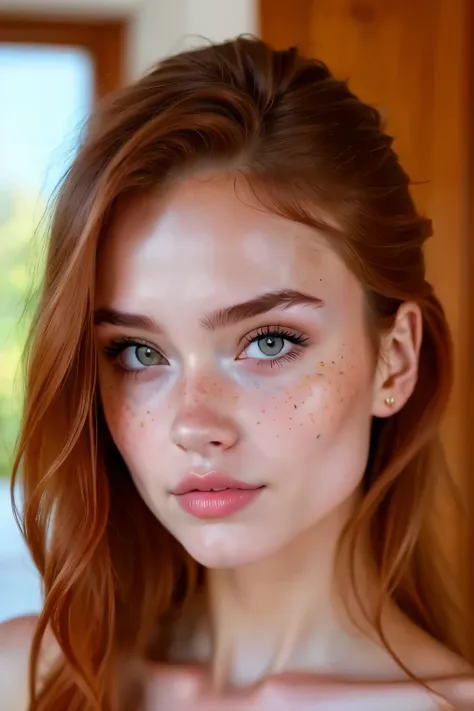 ((best quality)), ((masterpiece)), (detailed), perfect face realistic photo of beautiful woman with long ginger hair, ((aged 18:...