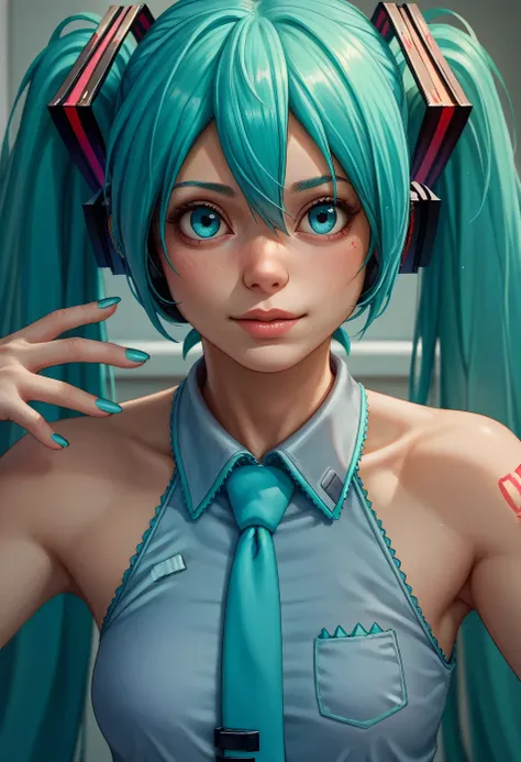 close up of very detailed, 8k, hatsune miku, semi realistic, eyes