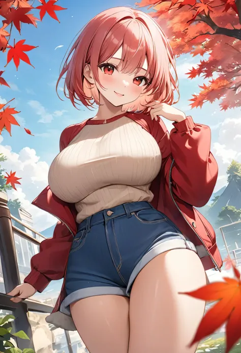 Best Quality、High resolution、Ultra HD、masterpiece、Detailed Background、(Beautiful face in every detail:1.4)、(Highly detailed face:1.2)、Detailed red eyes、Anatomically correct、Teenage beauty、Huge breasts、Perfect body line、Light color hair、Braided bob cut、pony...