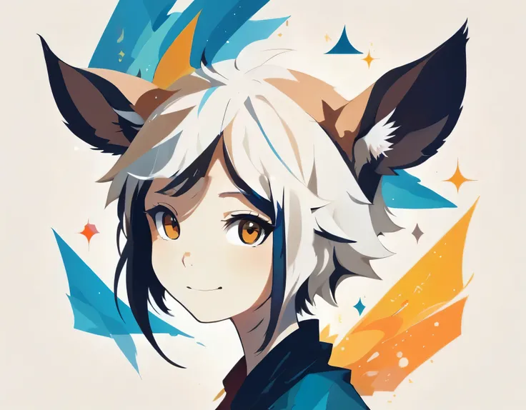 ((ANIMAL NOISE)),CAPIBARA NOISE,PORTRAIT OF A GIRL,1GIRL, illustration-style,modern, striking composition,sleek lines, unique pattern,abstract elements,geometric shapes,GEOMETRIC LOGO, , , expressive strokes , ,ANIMAL EARS, ANIMAL NOISE,CAPYBARA EARS, ANIM...