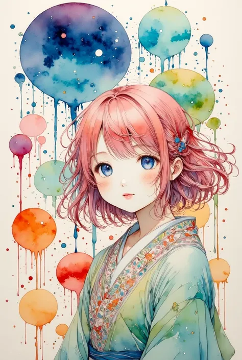 watercolor style girl Flux 3