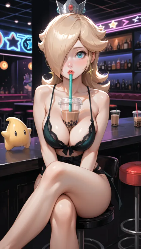 princesa rosalina as a porn star, super mario bros, princesa rosalina, porn star, busty porn star, (((in a nightclub))), hot nec...