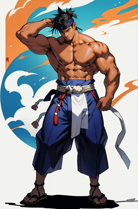 man, full body, big, sexy, piernon, strong, Japanese, Japanese, Hachimaki, Oxygen, Tekkou, fundoshi, Sandals, high