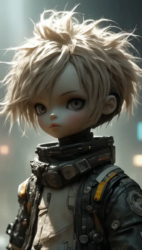 anatomically correct:1.3, intricate and detailed portrait of a boy doll., fantasy character design, fully dressed cyberpunk clot...