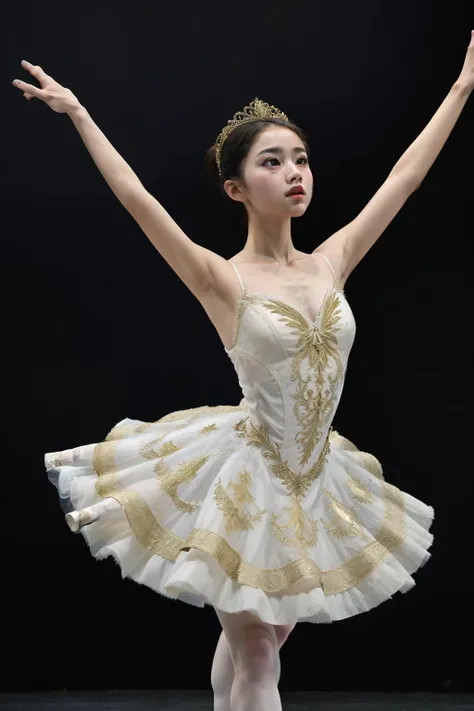 (masterpiece, Best Quality:1.2), One girl, Beautiful Face、Alone, Ballet Arabesque, front, Blur the background、