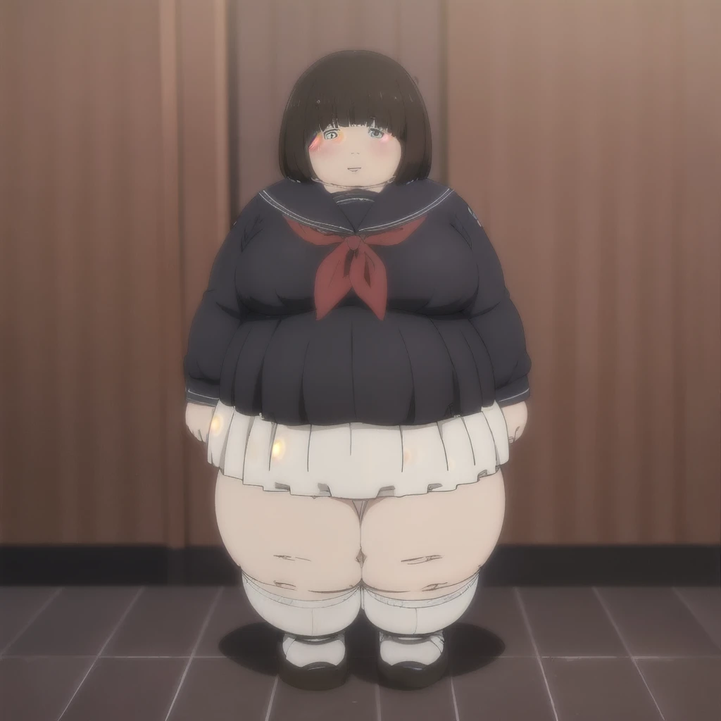 masterpiece,highres,high quality,extremely detailed,solo,
PlumpOzawa,1girl,
serafuku,neckerchief, full body shot, fat, chubby, obese 