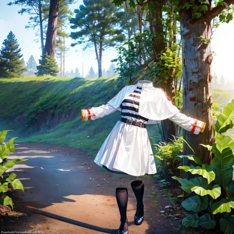 (invisible:1.5, no humans:1.5, headless:1.5, faceless:1.5), aafrie, white capelet, striped shirt, long sleeves, belt, white skirt, black pantyhose, (8k, RAW photo, best quality, masterpiece:1.2), (realistic, photo-realistic:1.37), photon mapping, radiosity...