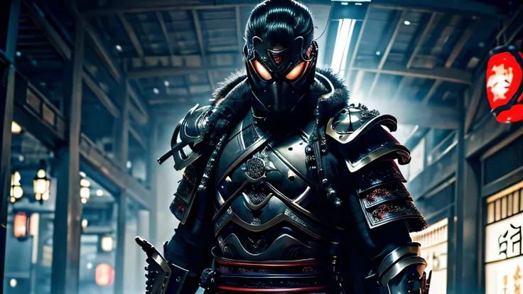 araffe dressed in a black suit holding a sword and a sword, cyborg samurai, cyber japan samurai armor, cyberpunk samurai, very beautiful cyberpunk samurai, full samurai armor spiderman, bio - mechanical ninja samurai, portrait of a cyberpunk samurai, cyber...