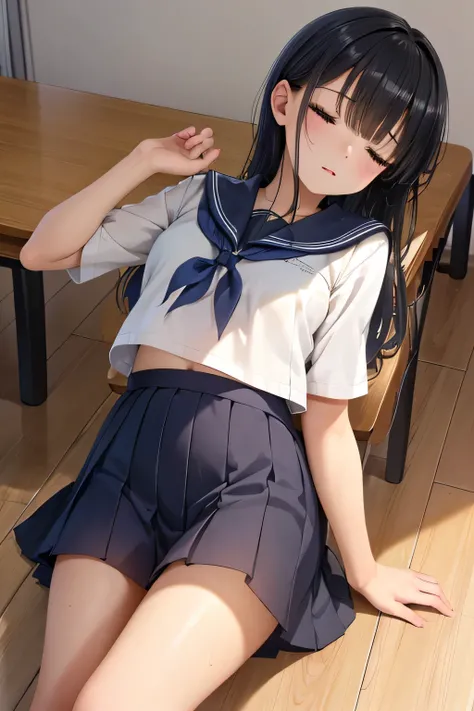 ((Junior high school girl))、Shiny black hair, Close your eyes and sleep、超fine grain、High quality face, Very fine grain,Cowboy Shot、 girl, Like, evening,
((Best Quality, 8k, masterpiece: 1.3)),
Beauty, Hide your face, 1 girl,beautiful: 1.3,
Sailor suit, ...