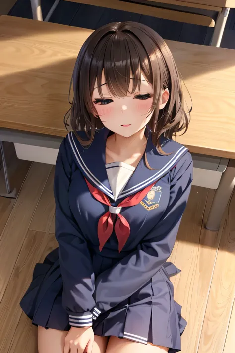 ((Junior high school girl))、Shiny brown hair, Close your eyes and sleep、超fine grain、High quality face, Very fine grain,Cowboy Shot、 girl, Like, evening,
((Best Quality, 8k, masterpiece: 1.3)),
Beauty, Hide your face, 1 girl,beautiful: 1.3,
School unifor...