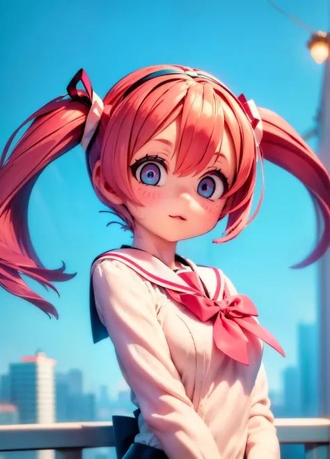 (masterpiece、Best Quality、Best Quality、Official Art、Beautiful and beautiful:1.2)、(One person:1.3)Hatsune Miku、Twin tails,Beautiful breasts,Ski Style, One person女の子, Alone, Pink Hair, Animal ears, blue eyes, Wings, View your viewers, bangs, short hair, bow,...