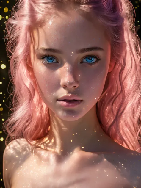 8 k, best quality, masterpiece, ultra high resolution, (realism: 1.4), original photo, (realistic skin texture: 1.3), (film noise: 1.3), (Selfie angle), 1 girl, pink very transparent clothes, Sapphire eyes and beautiful facial details, masterpiece, best qu...