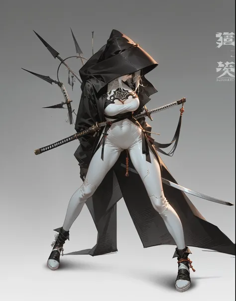 anime character with a hood and a sword in a pose, ( ( character concept art ) ), female assassin, cushart kenz, by Shitao, katana zero video game character, anime girl with a bow and arrow, dark witch character, from arknights, 2b, 2 b, nier automata conc...