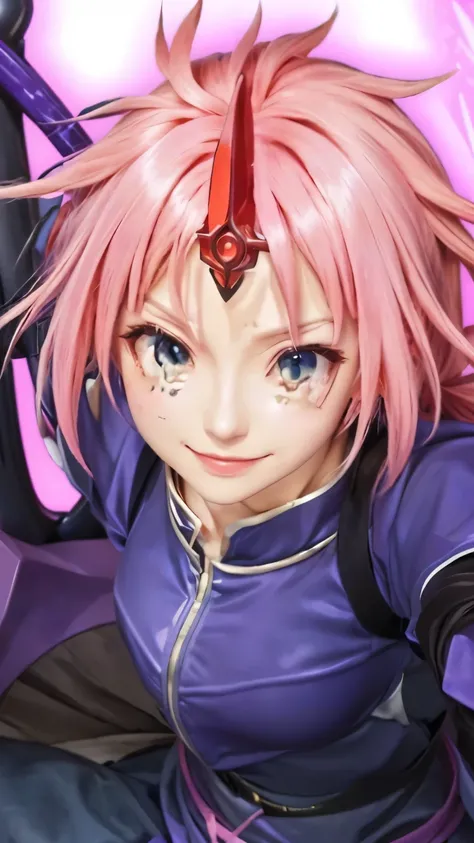 milim nava destroyer from that time i got reincarnated as a slime, tensei shitara slime datta ken, a close up of a person with a sword and a pink hair, nobutaka ike, haruno sakura, hajime yatate, portrait knights of zodiac girl, megumu okada, avatar image,...