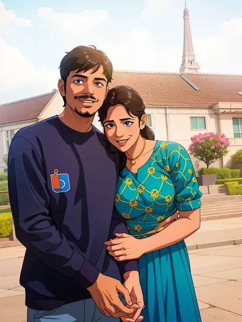 there is a man and woman standing together in front of a building, lovely couple,  post, couple, ghutra and egal, jayison devadas, wpol and sarasti, growth of a couple, couple pose, happy couple, photo taken in 2 0 2 0, by John Luke, student, taken with so...