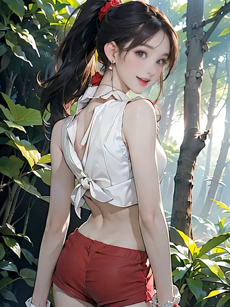 ((((Best Quality))))、(((Ultra-precision CG16K wallpaper)))、(((masterpiece)))、(((Super detailed)))、(((Extreme detail)))、((Mature 24 year old woman、alone:1.8))、((Very beautiful Japanese face))、((Oval Face))、((Soft wavy long ponytail hair、bangs:1.6))、(Shiny b...