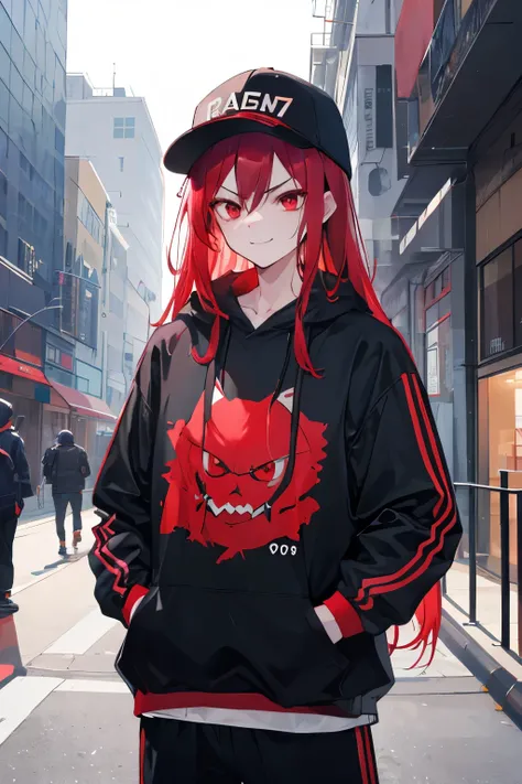 (masterpiece), (best quality), (High quality), (perfect anatomy), (score_9,score_8_up,score_7_up),
((one girl)), upper body, hands in pockets, city streets

BREAK

((very tall high)), ((190 cm height)), (long hair, red hair), ((red eyes)), agressive eyes, ...