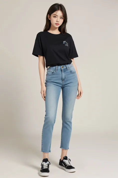 Simple casual style：Choose a solid color or a simple graphic T-shirt，Team yours with jeans and sneakers。You can choose high-waisted jeans to lengthen your legs，Or roll up your trouser legs，Increase fashion sense。This combination is suitable for daily trave...