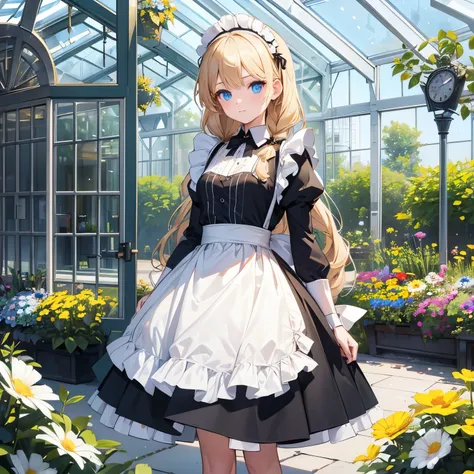 ((Flower style)), (), (1 Girl), (((Solitary))), (Practical:1.5), Light Particles, Light, Victoria, (Best Illustration), photoPractical, Octane Rendering, 8K, Neon, Flying Car, Detailed face, Detailed eyes, ((maid)), maid headband, Long braids, Very long ha...