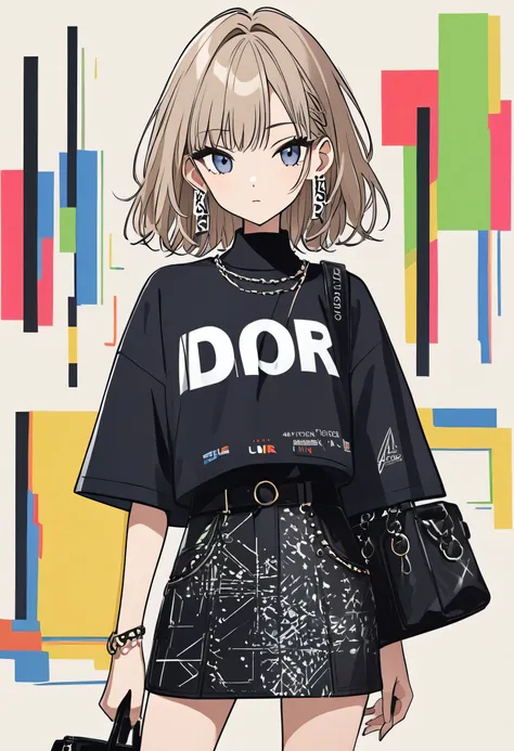 Ultra-realistic Dior style, Simple line acronym abstract art, stylish design, (((Background is Disposal))), Street Style,