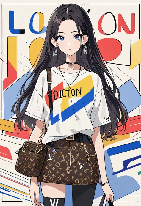 Ultra-realistic Louis Vuitton style, Simple line acronym abstract art, stylish design, (((Background is Disposal))), Street Style,