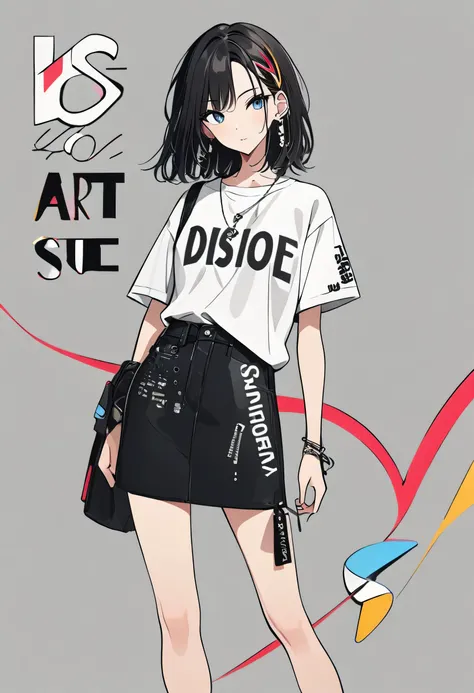 Ultra-realistic Jun style, Simple line acronym abstract art, stylish design, (((Background is Disposal))), Street Style,