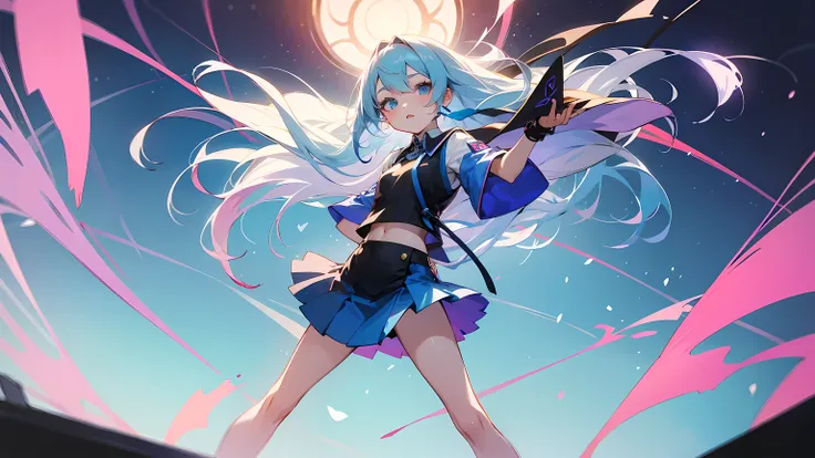 ((Best Quality)),Anime Style,girl,Light blue hair,Long Hair,mini skirt,Private Server