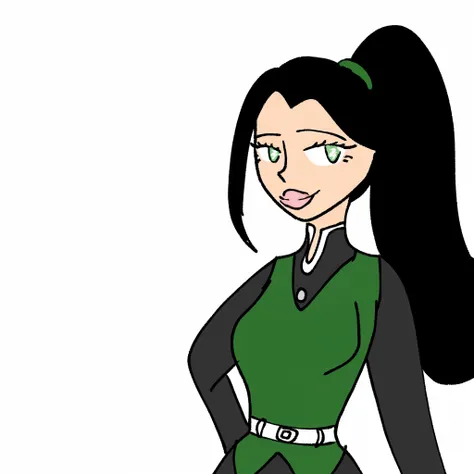 From its demon slayer, hair long ponytail black, eye green light star, avatar green drak, katana green black, wind, Beautiful 