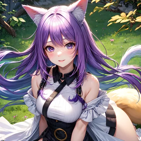 fox girl , purple hair