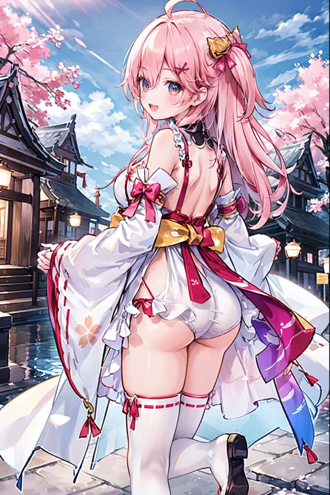 masterpiece, best quality, integrated scenery, integrated background, extremely delicate and beautiful, meticulous details, good composition, , cute face, perfect face, perfect hands, best quality, highres, miko1, sakura_miko, 1girl, big_boobs, solo, ahoge...