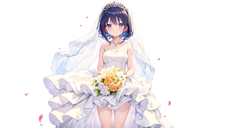 Wearing a wedding dress