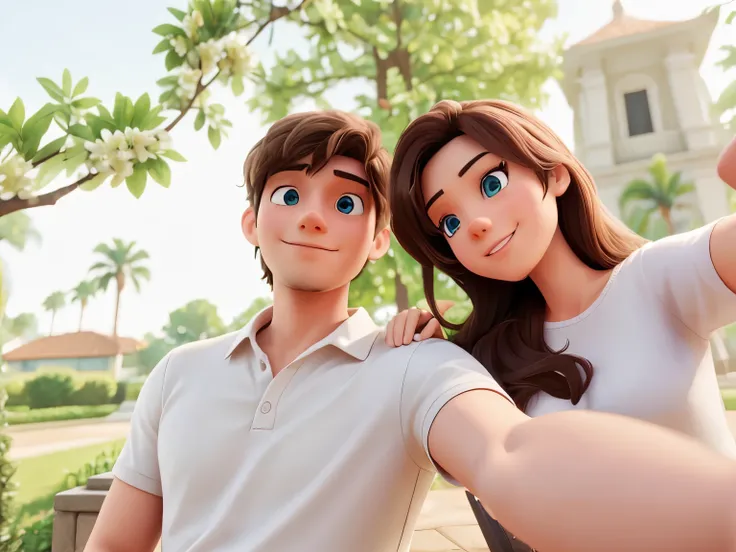 Couple selfie, 3d, realistic