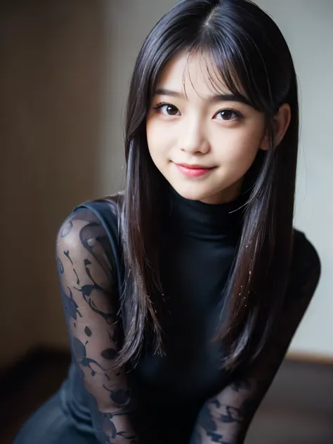 (Best-quality, Masterpiece, Ultra-High-Resolution, (Photorealistic:1.4), Raw Photo, depth of field, professional lighting), (1girl, ((15-years-old)), the most famous Japanese-idol, ((looking at viewer, innocent smile)), booty-pose), (((wearing extremely re...