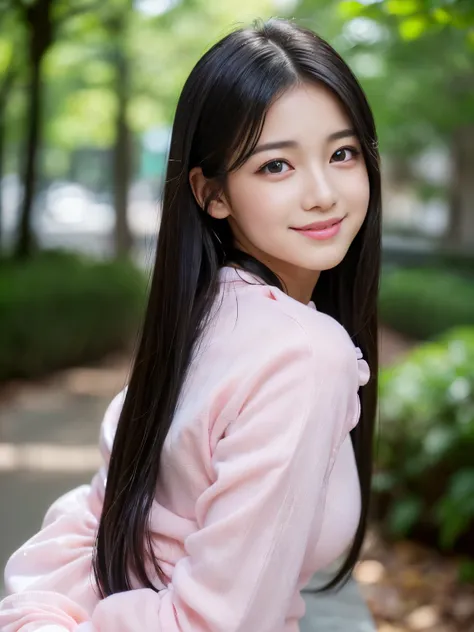 (Best-quality, Masterpiece, Ultra-High-Resolution, (Photorealistic:1.4), Raw Photo, depth of field, professional lighting), (1girl, ((15-years-old)), the most famous Japanese-idol, ((looking at viewer, innocent smile)), booty-pose), (((wearing light-pink c...