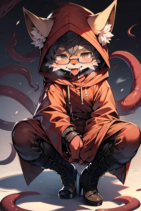 winter,whole body,Beastman,Draw eyes correctly,Overreaching,wolf,alone,Cute face,Tongue out,shortness of breath,Drooling,Inner thighs,Tentacles,Captured by Tentacles,Displeased face,sex,gag,Hold your groin with both hands,Young,,Glasses,Shota,headphone,Lon...