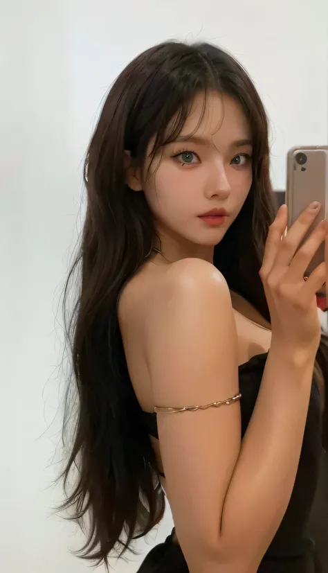 Karina AESPA, white skin, korean girl Blue eyes, black hair, high resolution, Anatomically correct, necessary,