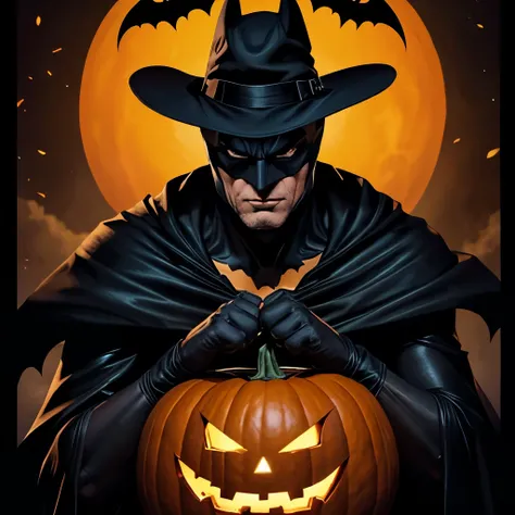 Halloween do Batman style DC Comics by Jim Lee, Batman at Halloween party, With witches and pumpkins