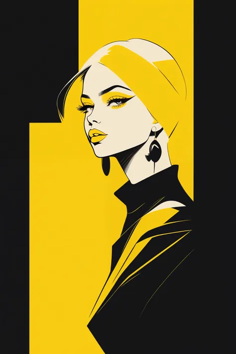 (the best quality, yellow background sketch:1.2),realistic,illustrator,animated,1 girl, detailed lips, modern sensual casual clo...