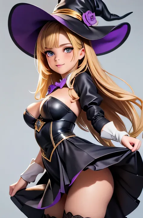  ((masterpiece,best quality,ultra-delicate,Perfect Face,perfect detailed eyes,16k,high resolution,very beautiful woman)), 1girl,  witch, mature woman, standing, anime style, little witch academy stile, big breasts,golden long hair, golden eyes, mischievous...