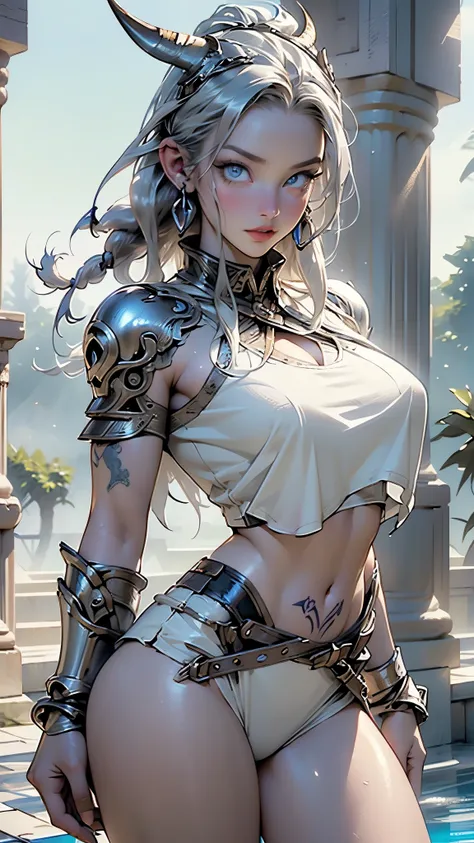 VALKYRIE,Ancient Valkyrie,((,large breasts:1.5)), (((blue_eyes:1.3))),intricate eyes,beautiful detailed eyes,symmetrical eyes,big eyes:1.5,((fat)),(((lustrous skin:1.5,bright skin: 1.5,skin tanned,shiny skin,very shiny skin,shiny body,plastic glitter skin,...