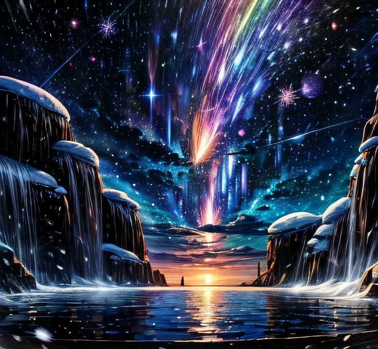 Oriental Project　Patchouli　Purple Hair　Long Hair　hot spring　Completely naked　Milky Way Galaxy　night　Snow Scene　Front