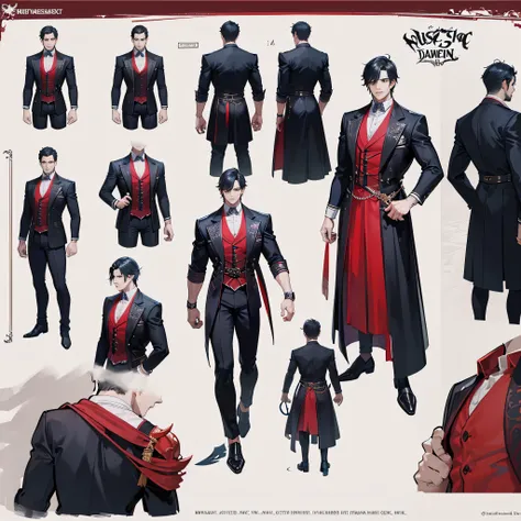 (Masterpiece, best quality), detailed, 1 man, ((character concept art)), ((character design sheet, same character, front, side, back)), full body, body complete, 1 Male demon, 1 Man demon, Detailed face, character design sheet，full bodyesbian, Highly detai...