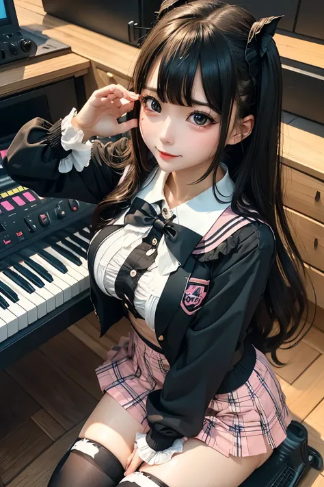 High school girl blazer、Grown-up high school girl、Red checked skirt、Gal type、JK Style、jacket、smile、garter、Knee socks、Pantyhose、Otherworldly beauty、So cute、boredom、Extraordinary beauty、Dark black eyeshadow、sorrow、Good skin radiance、Long Hair Straight Hair、D...