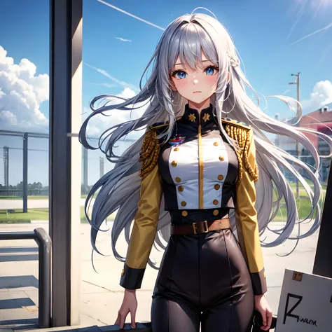 long hair gray,uniform