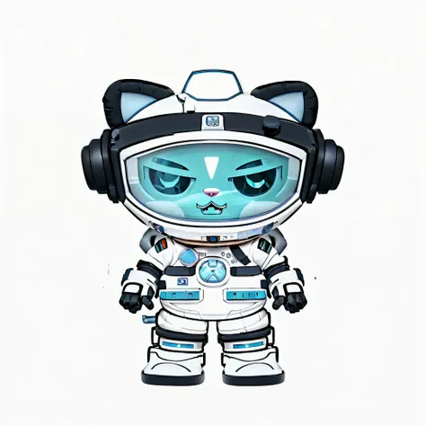 cartoon cat astronaut in space suit with headphones and a helmet, cyborg kitten, cyborg cat, a cyborg cat, astronaut cat, space ...