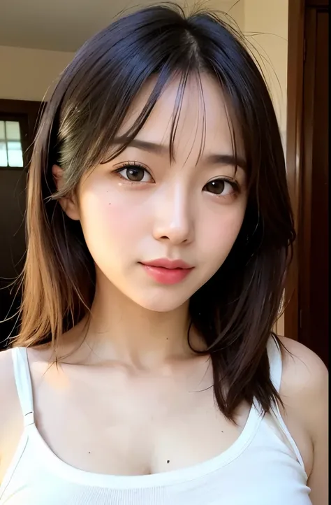 (masterpiece, best quality:1.4)
(8k, raw photo, realistic:1.2), shiny skin, 
detailed skin, detailed face, detailed eyes, 
Japanese idle, beautiful face,
emphasized large breasts, wearing white T-shirts