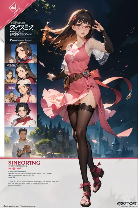 anime - style illustration of a woman in a see-through:2.0 pink one-piece outfit, fantasy RPG video game character, official character art, trending on cgstation, e-girl, cushart krenz key art feminine, full body, female action anime girl, long straight ha...