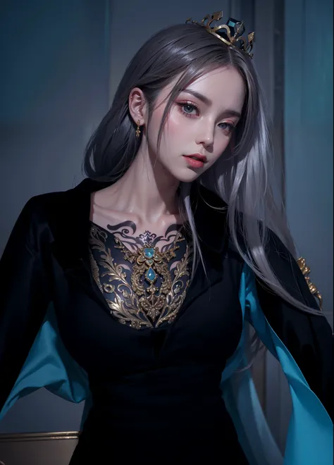 Royal sisters，Exquisite eyes，Frozen Queen，Put the crown on your head，Detailed facial expressions body，Tall and big，Charming Characters，Leg length，4K，HD，Emotional，White semi-transparent lace，白皙Full image，Little cherry mouth，Beautiful and lovely，Full image，G...