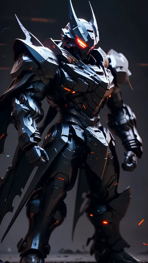 Image Prompt
Prompt: A futuristic, armored figure with a menacing, bat-like helmet stands against a dark, smoky background. The armor is a sleek, black design with intricate details and glowing orange accents. The characters eyes are hidden behind the helm...